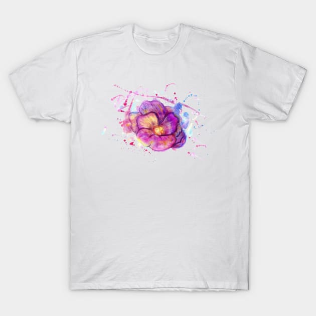 Purple Watercolor Flower T-Shirt by AnnArtshock